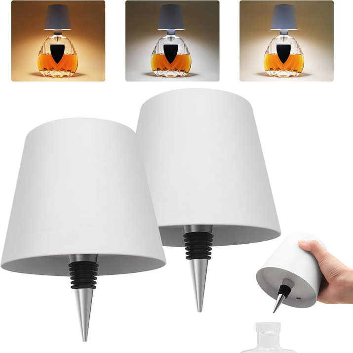 Wireless Bottle Lamp,Metal Wine Bottle Light with 3 Color Light Dimming, Waterproof Bottle Touch Lamp Head for Room, Bar, Restaurants, Party, Decor & Gifts (Black)
