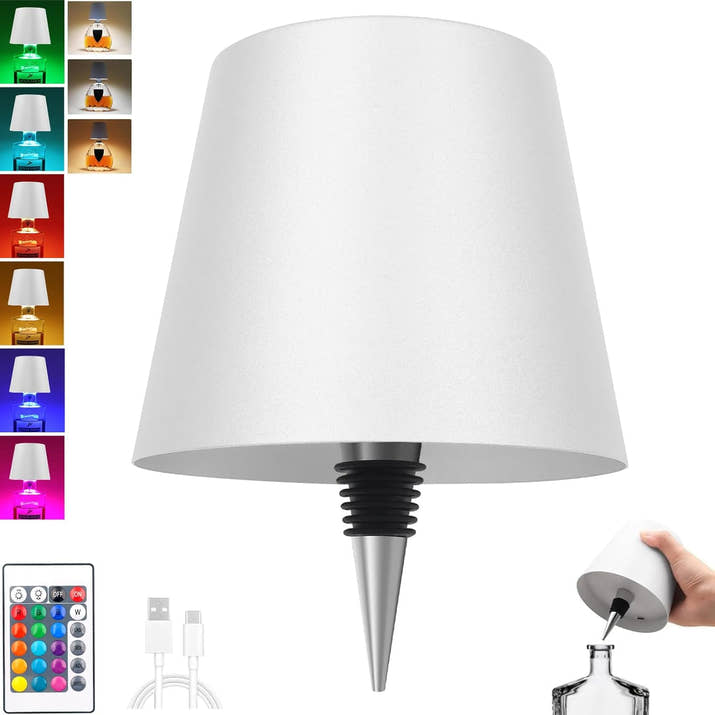 Wireless Bottle Lamp,Metal Wine Bottle Light with 3 Color Light Dimming, Waterproof Bottle Touch Lamp Head for Room, Bar, Restaurants, Party, Decor & Gifts (Black)