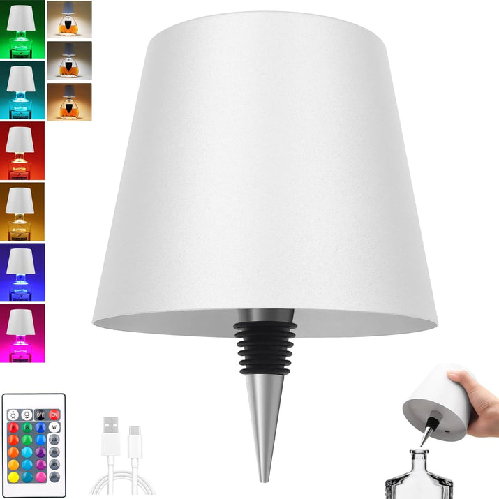 Wireless Bottle Lamp,Metal Wine Bottle Light with 3 Color Light Dimming, Waterproof Bottle Touch Lamp Head for Room, Bar, Restaurants, Party, Decor & Gifts (Black)