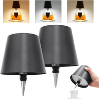 Wireless Bottle Lamp,Metal Wine Bottle Light with 3 Color Light Dimming, Waterproof Bottle Touch Lamp Head for Room, Bar, Restaurants, Party, Decor & Gifts (Black)