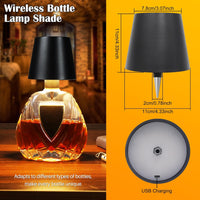 Wireless Bottle Lamp,Metal Wine Bottle Light with 3 Color Light Dimming, Waterproof Bottle Touch Lamp Head for Room, Bar, Restaurants, Party, Decor & Gifts (Black)